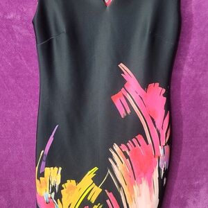 New York & Company Black Dress with Vibrant Accents